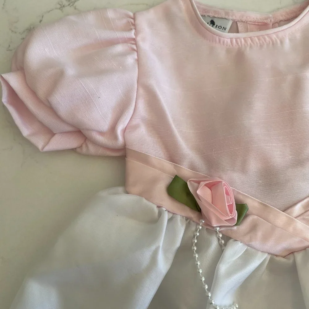 DRESSOLUTIONS Girls Pink and White Dress